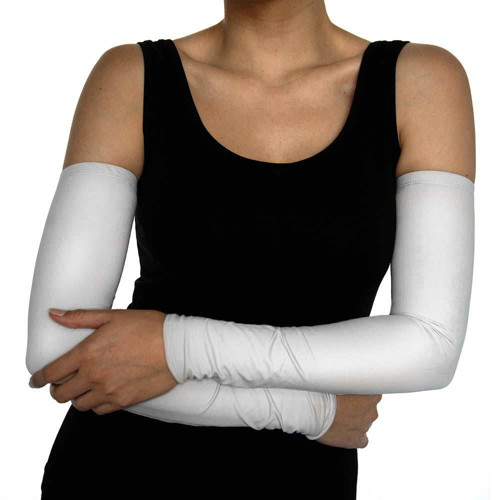 Stretch White Jersey Fashion Arm Sleeves - Alta 8