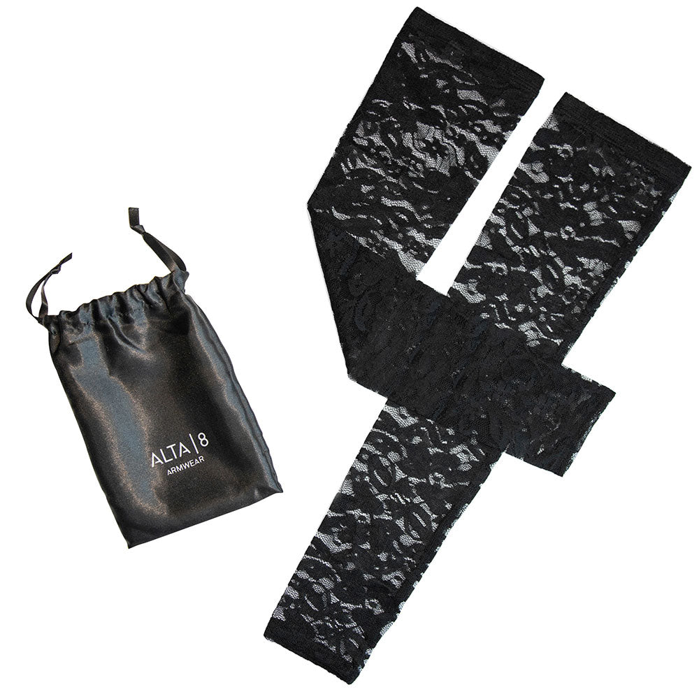 Lace - Fashion Arm Sleeves in Stretch Black Lace - Alta 8