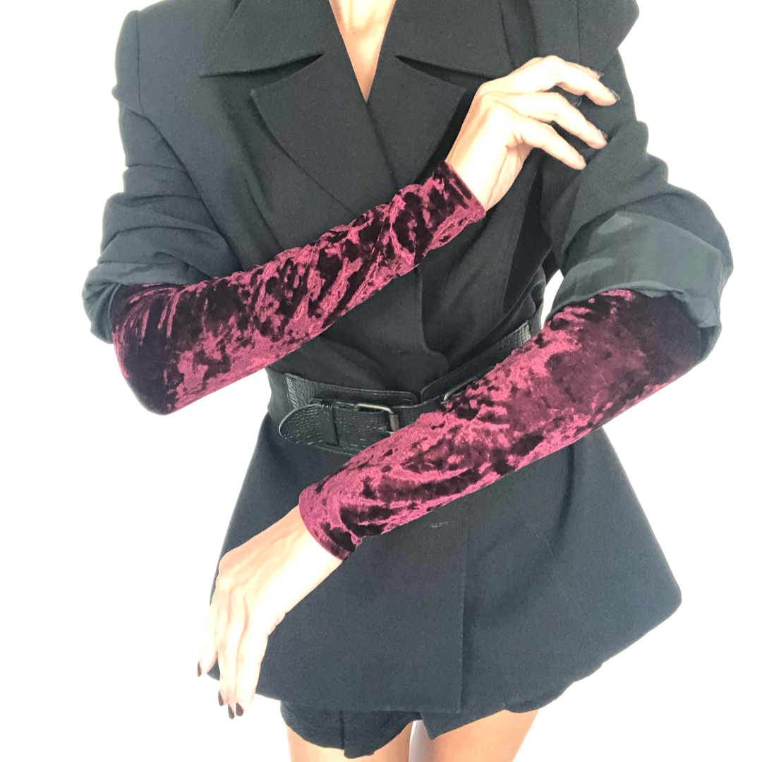 Black Crushed Velvet Arm Sleeves